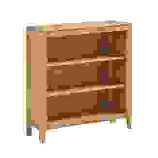 Low Wide Oak Finish Bookcase 